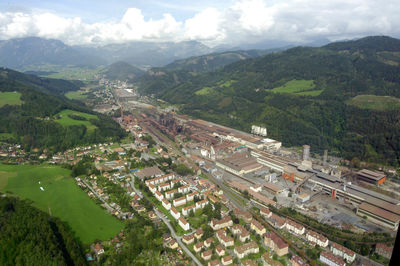 High angle view of townscape against sky