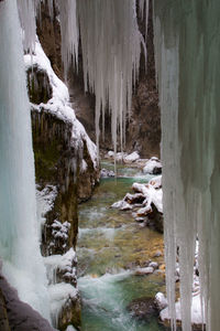 Scenic view of waterfall in winter