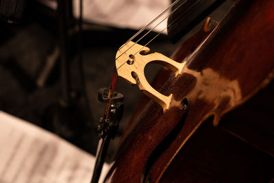 High angle view of guitar