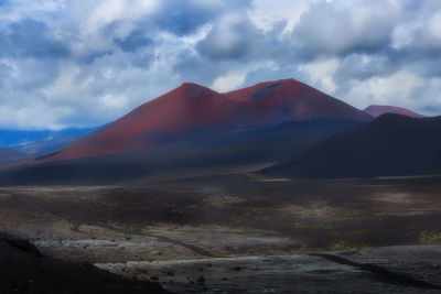 Scenic view of arid landscape against sky