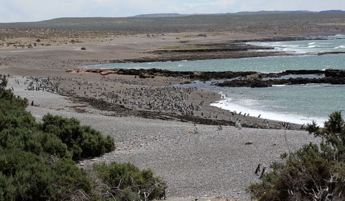 High angle view of beach against sky