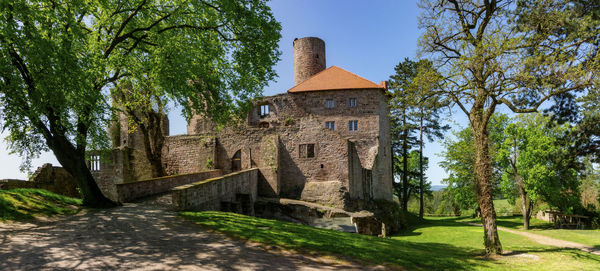 Low angle view of old building against sky