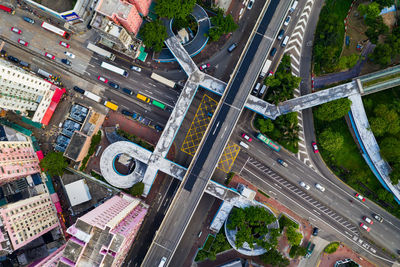 High angle view of elevated road in city