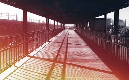 Empty footbridge in sunlight