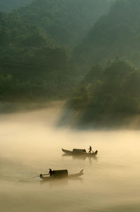 Boats on lake in china