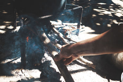 Close-up of hands working