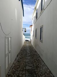 Footpath amidst buildings against sky