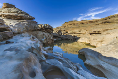 Scenic view of rock formations against sky
