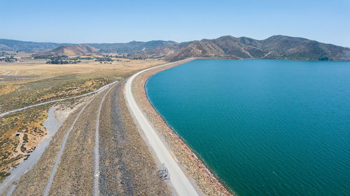 Panoramic view of sea against blue sky