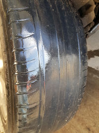 Close-up of tire in car