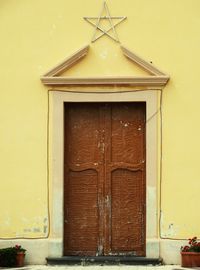 Closed door of old building