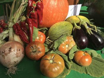 High angle view of fruits for sale in market