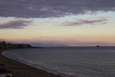 Scenic view of sea against sky at sunset