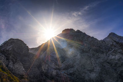 Scenic view of mountains against sky during sunset