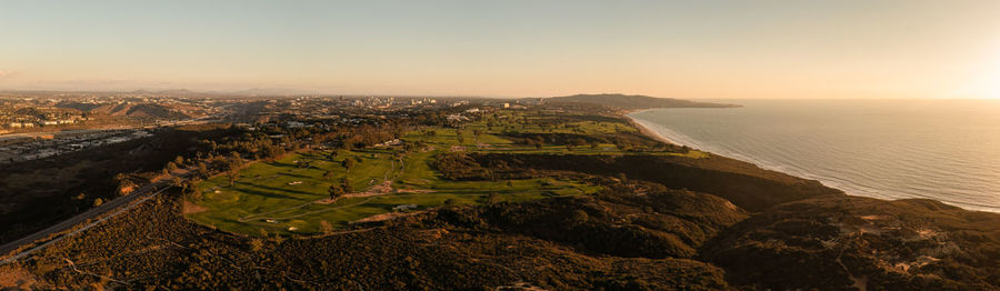 Golf course at torrey pines in la jolla, california, aerial panorama