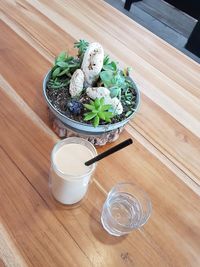 High angle view of food on table