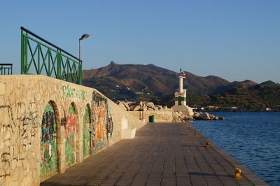 Scenic view of sea against clear sky