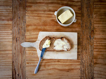 Directly above shot of breakfast on table