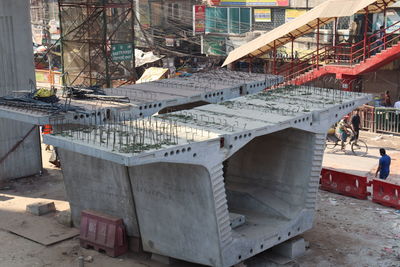 High angle view of construction site