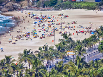 High angle view of people at beach