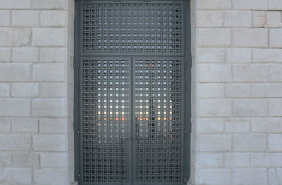 Closed door of building