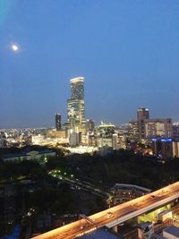 Illuminated cityscape at night