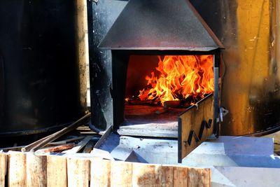 Bonfire on wooden wall of fire