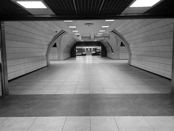 Interior of illuminated subway station