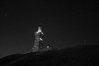 Low angle view of building against sky at night