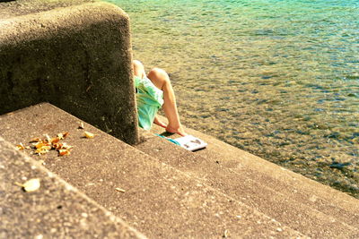 Woman standing in water