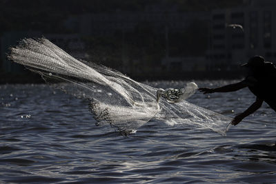 Water splashing in sea