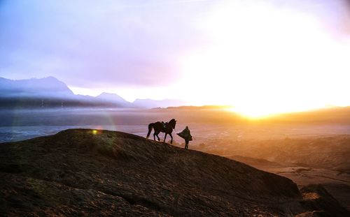 Silhouette of mountain at sunset