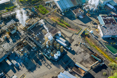 High angle view of construction site in city