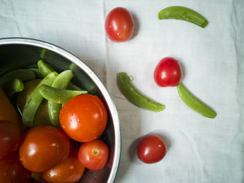 High angle view of tomatoes in container