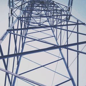 Low angle view of power lines against sky