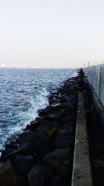 Scenic view of sea against clear sky