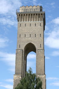 Low angle view of historical finow tower, water tower, eberswalde against sky