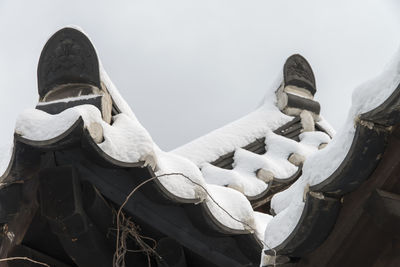 Close-up of snow against sky