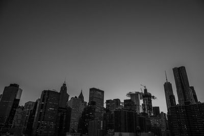 Modern cityscape against clear sky