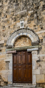 Closed door of old building