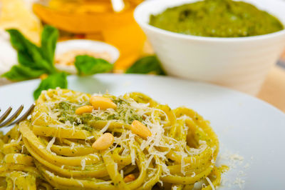 Close-up of food in plate on table