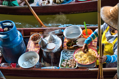 Man preparing food on table