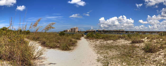 Scenic view of beach against sky