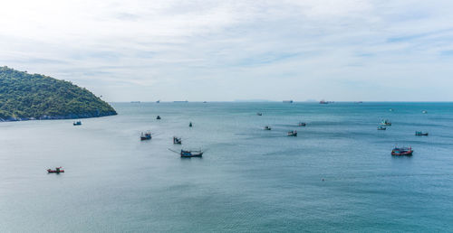 High angle view of sea against sky