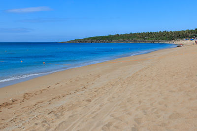 Scenic view of sandy beach against sky