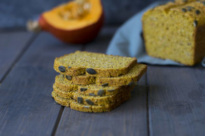 Close-up of bread on table