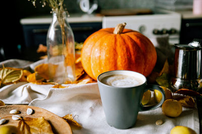 Close-up of pumpkin on table