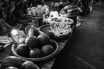 High angle view of fruits for sale at market