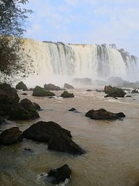 Scenic view of waterfall