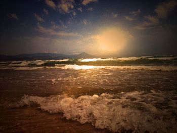 Scenic view of sea at sunset